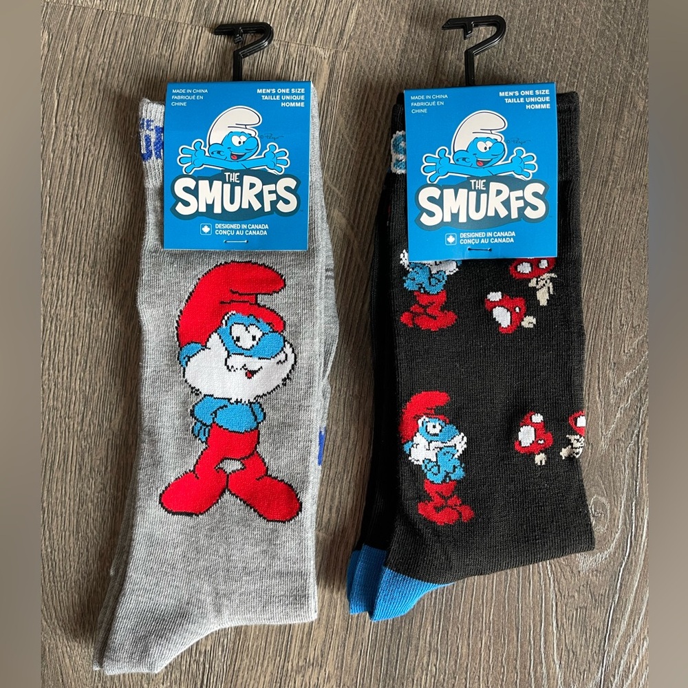 SMURFS Novelty Crew Socks Bundle Retro 4 Pairs Men’s OS 80’s Papa Smurf